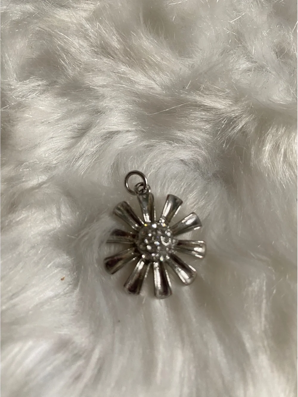 Set of Two Silver Tone Floral Charms Pendants